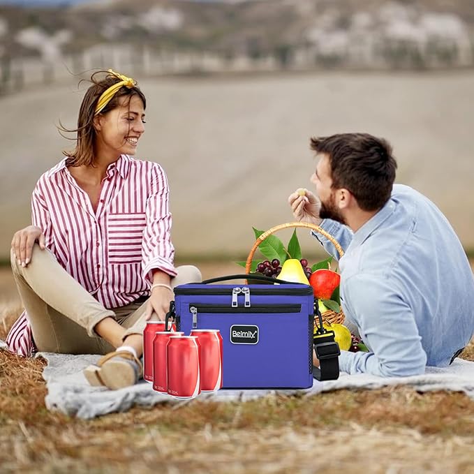 BEIMILY Lunch Box for Men/Women,Small Insulated Lunch Bag,Reusable LunchBox for work Picnic Hiking Beach,Leakproof Soft Cooler Tote Bag Organizer with Adjustable Shoulder Strap for Adults(Purple)