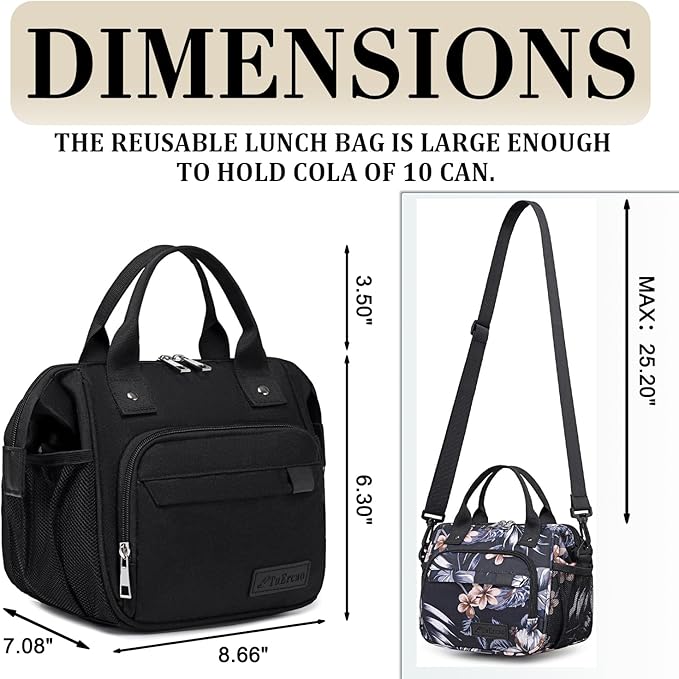 TuErCao Small Lunch Bag Lightweight Insulated Lunch Box for Women Work Portable Soft Cooler for Picnic Travel Road Trips, Loncheras para Mujer, Stripes