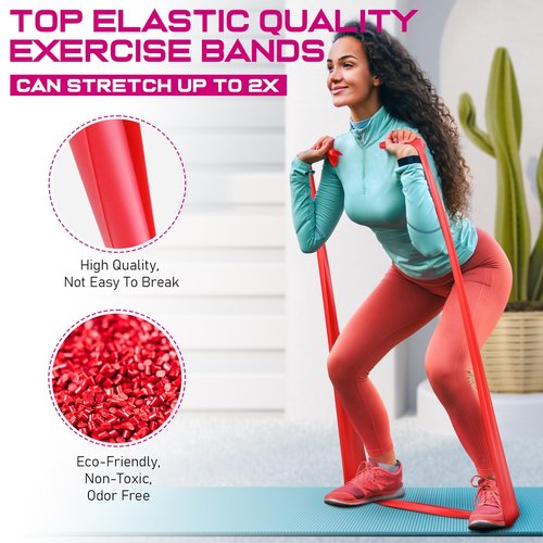 150lbs Resistance Bands for Working Out, 5.9ft Exercise Bands for Physical Therapy, Stretch, Recovery, Pilates, Rehab, Strength Training and Yoga Starter Set