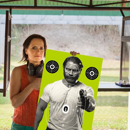 Weekgrat 25 Pcs 12 x 18 Inch Bad Man Paper Shooting Targets Paper Silhouette Targets for Range Fluorescent Yellow Human Designed Target for Shooting Enthusiasts Indoors Outdoors