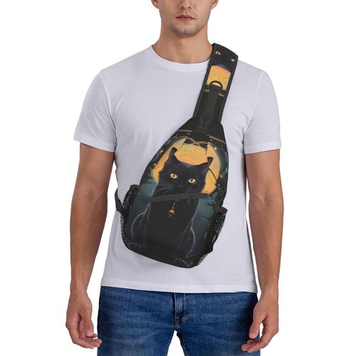Cat Sling Bag Travel Crossbody Backpack Hiking chest Daypack Shoulder Pack for Women Adjustable Waterproof Lightweight Walking Outdoor