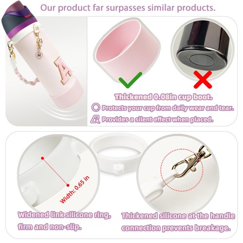 Silicone Boot Cute Monogram Set Compatible with Owala Water Bottle 24 oz - Perfect Letter Owala Accessories for Owala Tumbler, Owala Free Sip, Pink Owala, Black Owala, owala coffee tumbler (Pink, A)