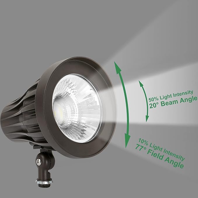 GKOLED 30Watt Bullet LED Spotlight, Narrow Beam Angle COB LED Round Spotlight, 5000K Daylight White, 3350 Lumens, 120-277V, Outdoor Flag Pole Spot Lights Fixture, UL Listed