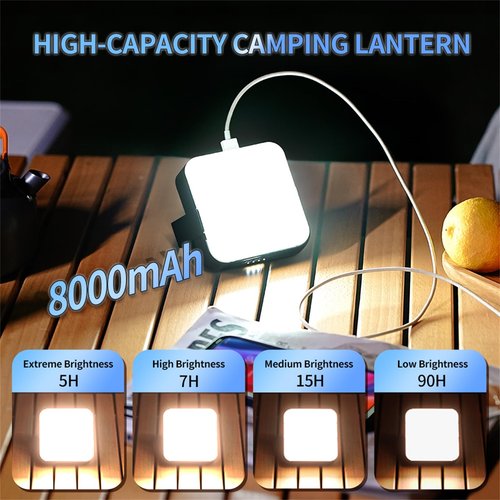 SANBEN Solar Camping Lantern Rechargeable -1000LM 8000mAh Portable Tent Light, IP65 Waterproof Outdoor LED Flashlight for Hiking, Emergency, Camping Essential (Beige)