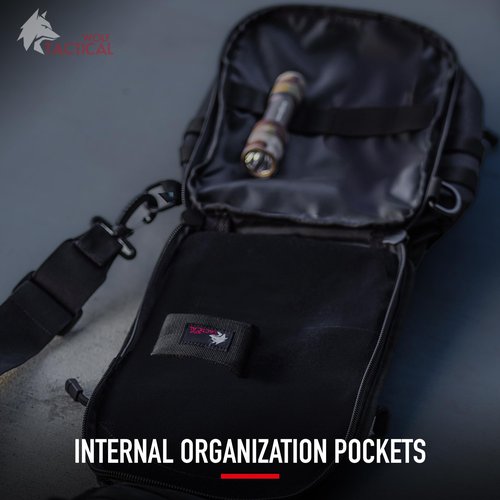 WOLF TACTICAL EDC Sling Bag - Concealed Carry Shoulder Bag for Range, Travel, Hiking, Outdoor Sports (Black)