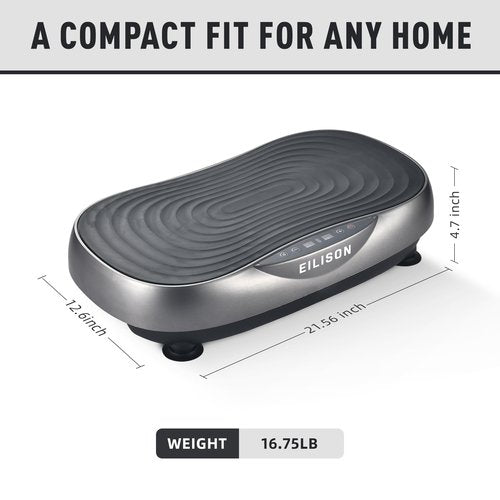 EILISON FIRMHOLD Handle Vibration Plate Exercise Machine for Lymphatic Drainage- Full Body Vibration Platform for Weight Loss, 350lbs Vibration Plate for Beginners & Recovery (Glory Grey)