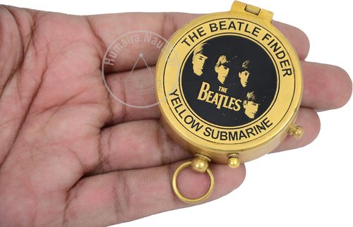 Antique Brass Finish Compass Yellow Submarine Beatle Finder Vintage Submarine Compass