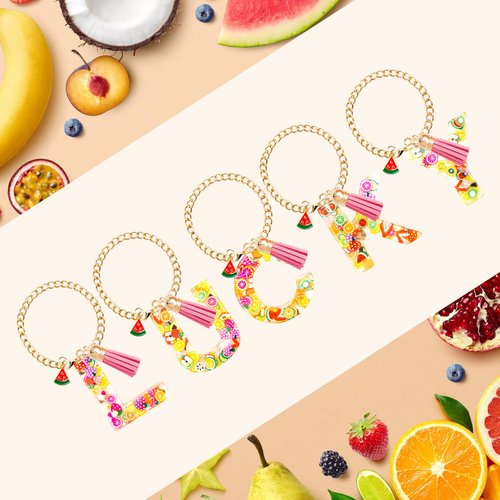 ZOSIX Letter Charm Accessories for Stanley Cup 40/30 oz with Handle, [Upgraded Chain] Cute Initial Keychain Handle Charm for Stanley Tumbler Accessories for Girls Women, Fruit D