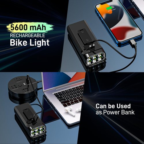 2025 New Super Bright High Lumens Bike Lights for Night Riding,6LED 360°Rotatable Bike Headlight,Bicycle Light-10 Modes,Long Runtime, Upgrade Waterproof USB Rechargeable Bike Light,with Taillights