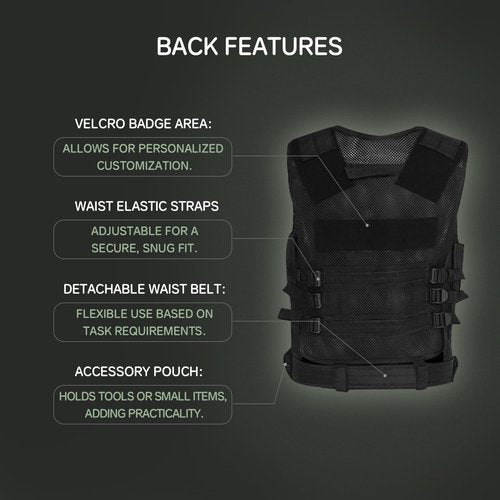 BEAUTI4U Tactical Vest - Military Tactical Airsoft Paintball Gear for Men - Black Army Spy Gear Tactcial Vest for Airsoft, Paintball, Hunting, and Tatical Vests Cosplay - chaleco militar
