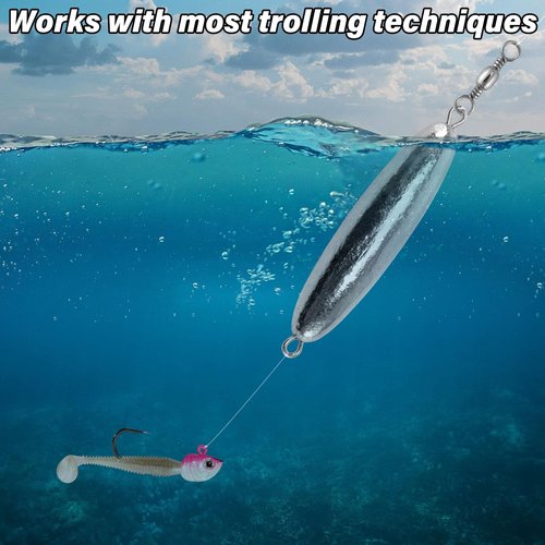 Dr.Fish 10 Pack in-line Trolling Sinkers with Swivel Torpedo Weight Lead Fishing Sinkers Double Ring Saltwater Freshwater Salmon Walleye Trolling 3/8oz