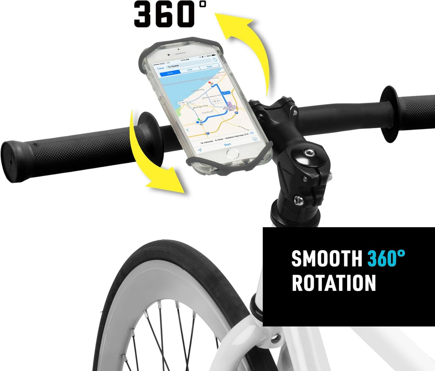 Nite Ize Wraptor Rotating Smartphone Bar Mount - Cell Phone Mount for Bikes, Strollers & More - Easy-to-Use & Adjustable Phone Accessories - Grey