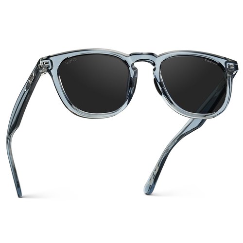 WMP Eyewear – Men’s Polarized Sport & Golf Sunglasses: Round Frame, Anti-Reflective Lenses, Non-Slip Nose Pads, Lightweight (Denim Blue/Black Lens)