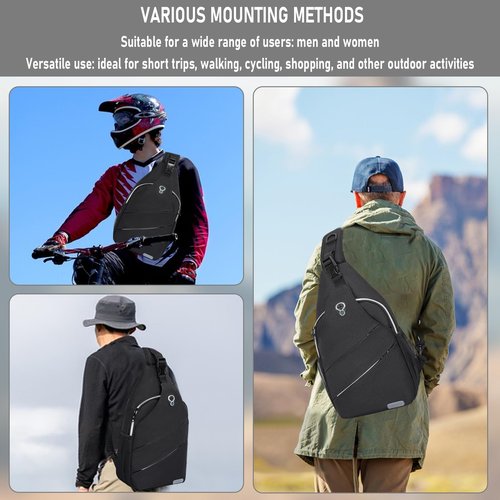 IBVIVIC Sling Backpack for Men Women, Crossbody Bags Travel Hiking Chest Bag with Adjustable Shoulder Strap (Black)