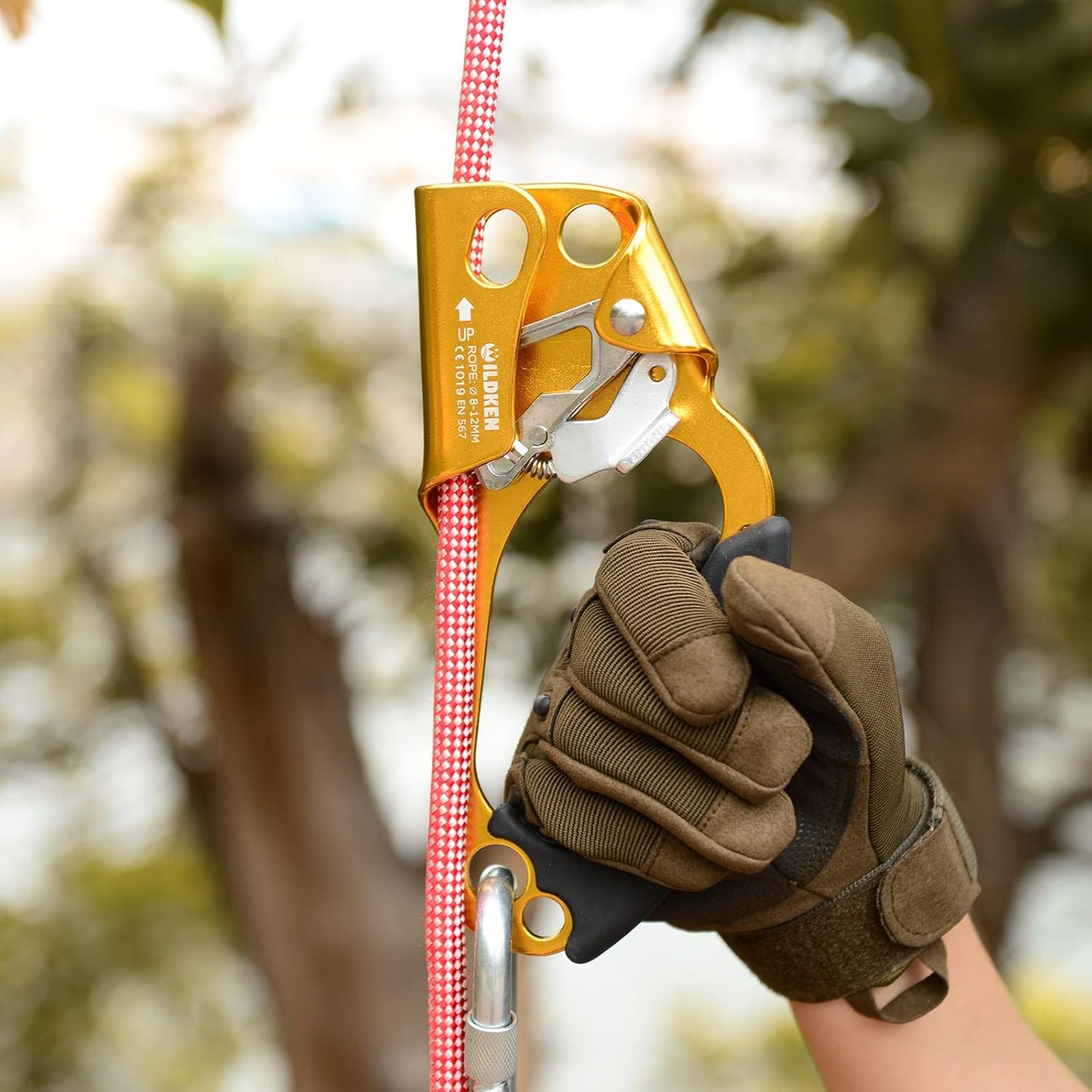 WILDKEN Climbing Hand Ascender Outdoor Mountaineering Tree Arborist Climbing Rappelling Equip Hand Ascender for 8-14MM Rope Left Right Hand Ascender