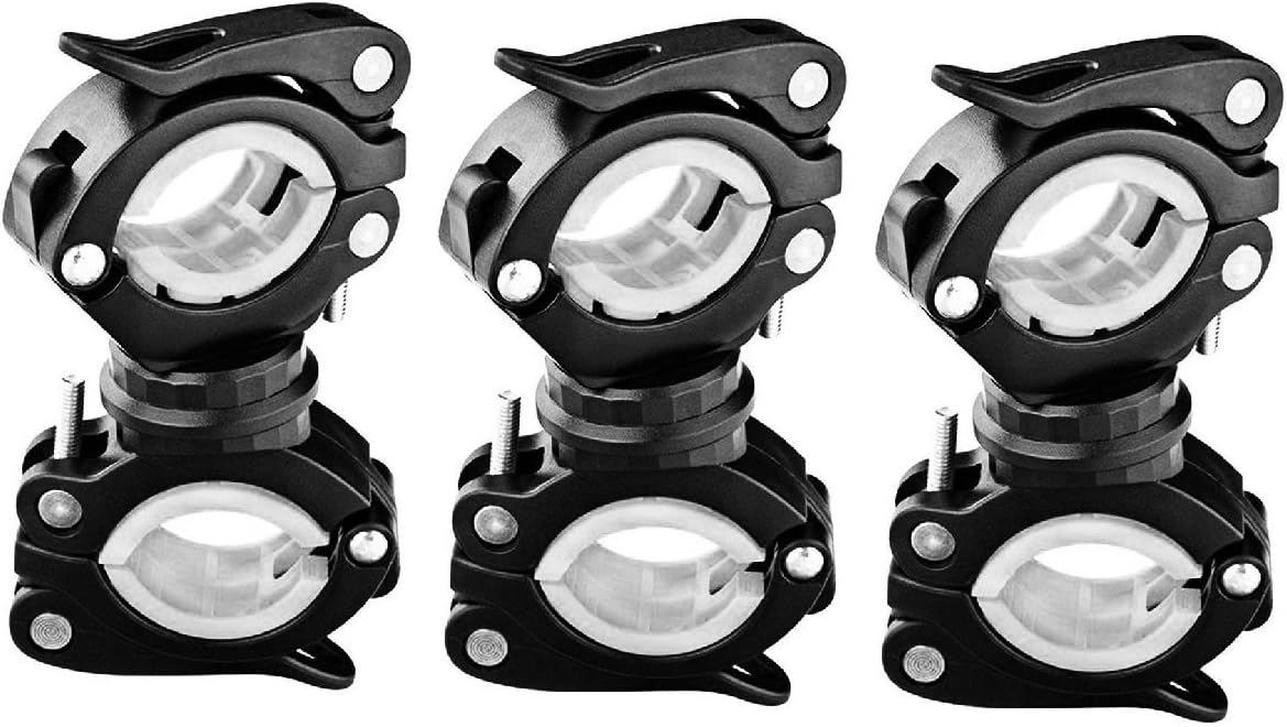 [3 Pack Bike Flashlight Holder, Mount Bicycle Bracket Flashlight Holder Mounting Torch Clip 360 Degree Rotation