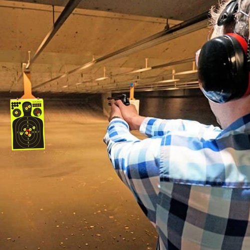 Lipulacer 12x18 inch Silhouette Splatter Shooting Targets, Shooting Bright Yellow Splash Effect Gun Range Targets, Adhesive Paper Target for BB Guns, Airsoft, Rifles and Pistol Shooting Practice