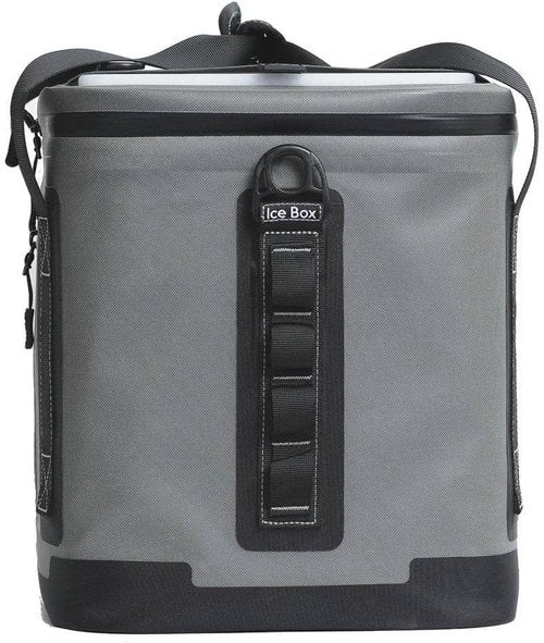 20-Can 21-Quart Insulated Waterproof Nylon Ice Box Cooler with Shoulder Strap and Grab Handles, Black