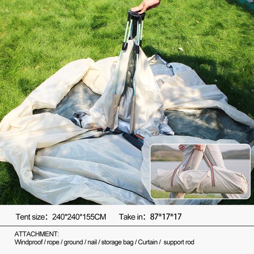 Survivales Camping Tent 4 Person, 4-Person Dome Tent, Tents for Camping Instant Automatic pop up Tent for, Backpacking, Hiking Camping Outdoor Essentials (Gray)