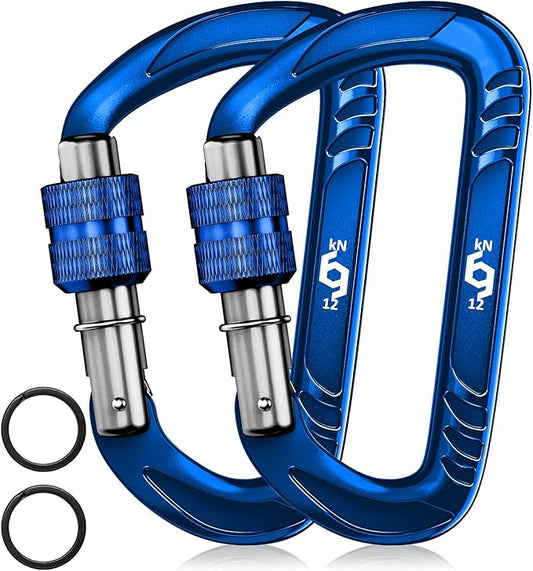 12kN (2697 lbs) Heavy Duty, Locking, Auto Locking, Wiregate Carabiner Clips, for Securing Pets, Outdoor, Camping, Hiking, Hammock, Dog Leash Harness, Keychains