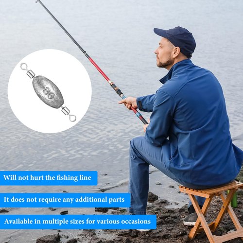 MorningRo 24 Pcs Fishing Sinkers and Weights Set Swivel Weights Trolling Sinkers Oval Shape Quick Set up with Inner Swivel for Fishing Saltwater Freshwater (1oz)