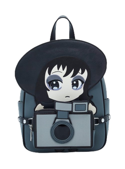 Hot Topic Beetlejuice Chibi Lydia Camera Mini Backpack GREY NONE
