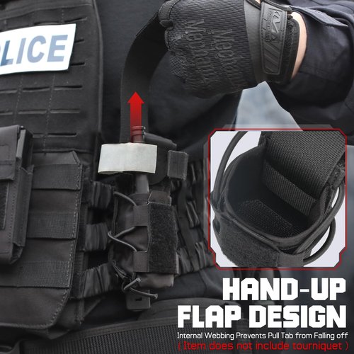 WYNEX MOLLE Tourniquet Holder, IFAK TQ Holder Tactical Medical TQ Pouch Holster First Aid Kit, Cross Patch/Bungee Cord