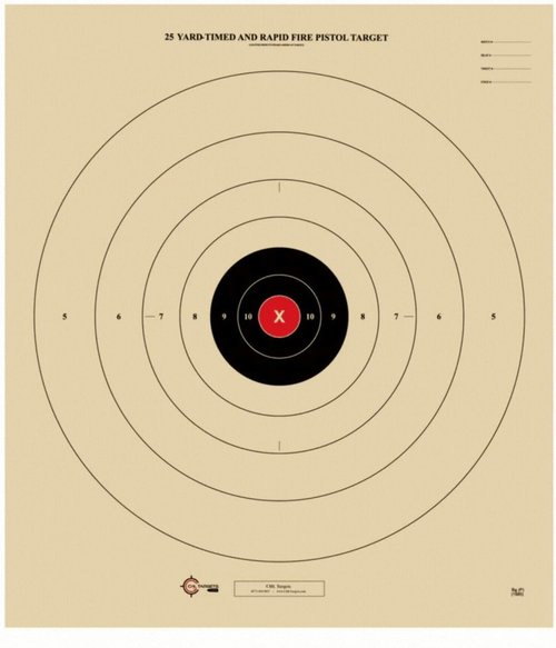 25 Yard, Timed and Rapid Fire Target, Official B-8 NRA Target, 21" x 24"