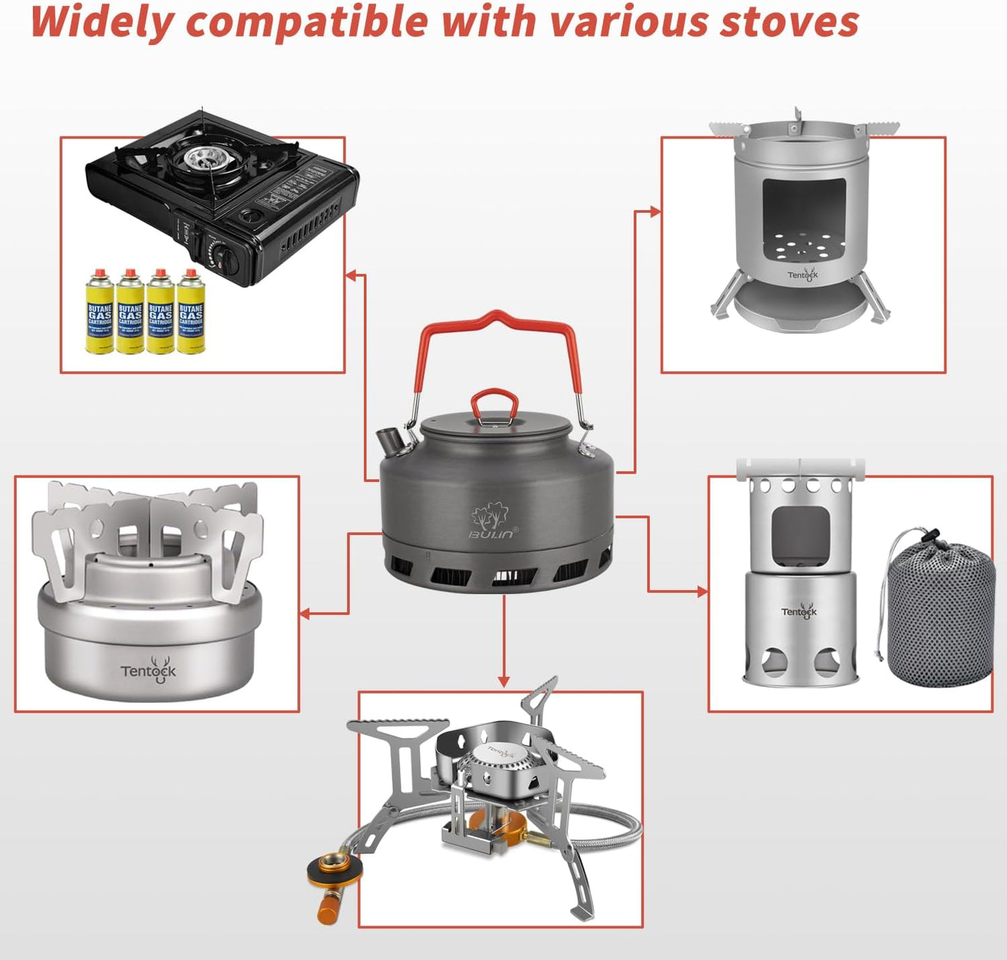 Tentock Portable Hard Aluminum Camping Kettle Camping Tea Pots Campfire Kettle for Boiling Water for Backpacking Outdoor Activities