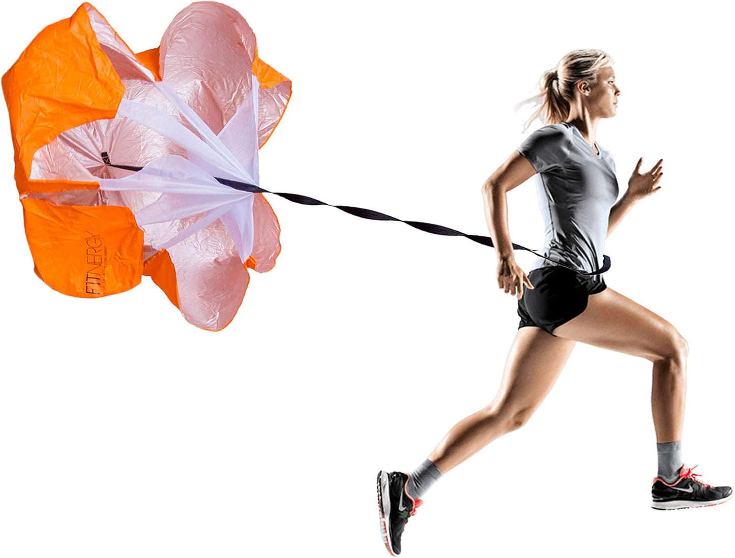 Running Resistance Parachute Durable 56" Orange Speed Sprint Training Chute - Free Carrying Bag - Maximize & Explosive Acceleration Soccer Football Agility Ladder Speed