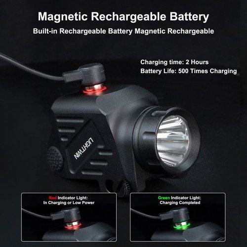 1200 Lumens Pistol Light Compact Weaponlight with Magnetic Charging Cable for Picatinny, Tactical Gun LED Flashlight with Strobe Function for Handgun Rifles, Glock