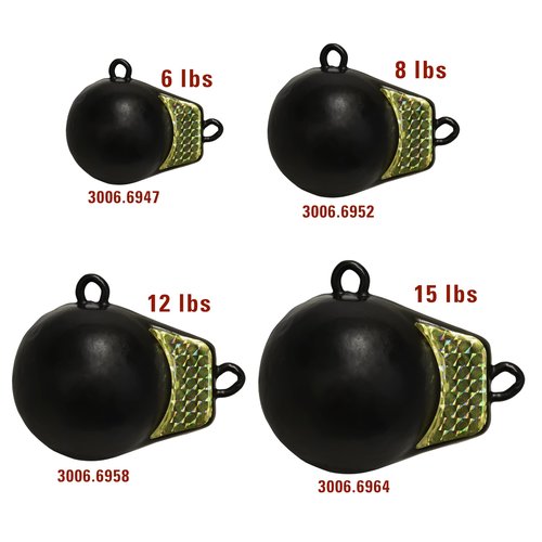 Extreme Max 3006.6952 Coated Ball-with-Fin Downrigger Weight - 8 lbs. with Gold Flash