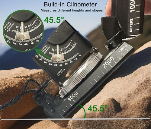 Lensatic Compass Military Grade, JYEASTZ Sighting Clinometer Compass for Hiking, IP65 Waterproof Professional Outdoor Compass Durable Boy Scout Compass with Carry Bag (Black)