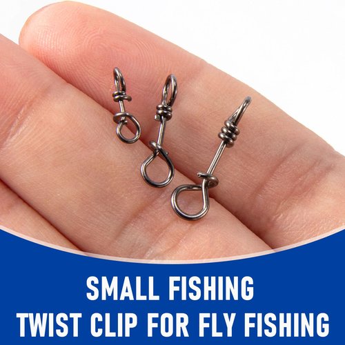 Alwonder 150-Pack/Box Fly Fishing Snaps Twist Clips, 3 Sizes Stainless Steel Quick Change Lure Snaps No Knot Clip Quick Snap Fast Snap Lure Connector for Flies Jigs Lures Fishing Clips Swivels Tackle