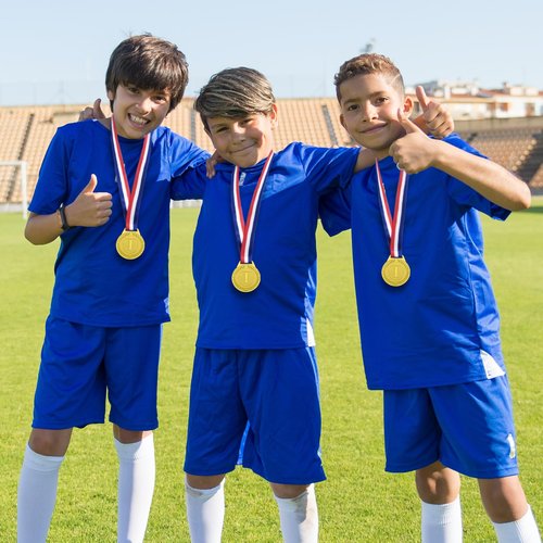3 Pieces Medals for Awards, 2.56 Inch Gold Metal Medals Olympic Decorations Winner Medal with Ribbon Necklace for Sports Day Prizes, Gymnastics Competitions, Party Gifts, Kids Adults
