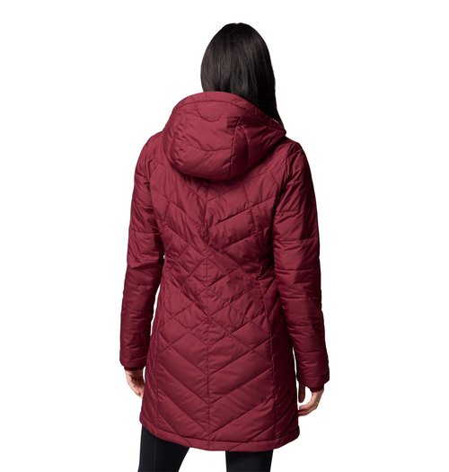 Columbia Womens Heavenly Long Hooded Puffer Jacket, Rich Wine, Medium