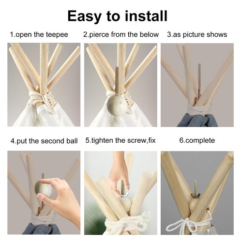 GJD Teepee Tent Stabilizer Pole Fixator Anti-Collapse Kit, Natural Pine Wood Stabilizer for Teepee Tent Indoor Outdoor Adults Teenagers Teepee Tent (2 PCS)