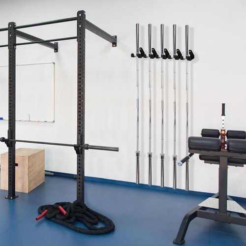 YZZHAJ Olympic Barbell Hanger,Garage Gym Bar Wall Rack,Vertical Barbell Mount Rack,Single Barbell Holder Wall Mount,Space Saving Commercial or Home Gym Accessory,Holds 33mm Bar (1 hook black)