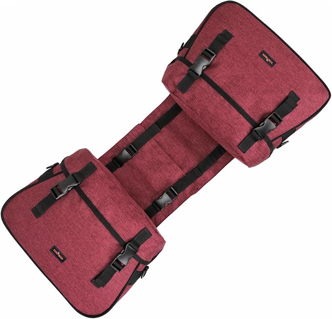 TOURBON Nylon Double Pannier Shoulder Bags Bicycle Rear Rack Trunk Motorcycle Tail Seat Bag (Purple)
