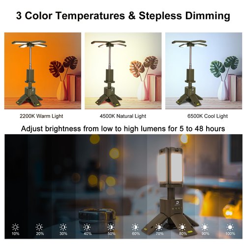 DUSKTEC Telescopic Camping Lights Rechargeable - 14000mAh Led Camping Lantern Up to 8000LM Outdoor Camping Light Portable Camping Light Dimmable Camping Lamp IPX7 Waterproof Camp Lights Multifunction
