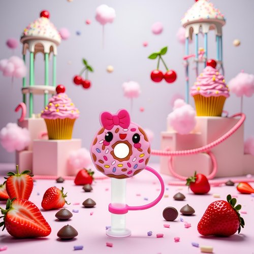 Donut Straw Cover for Stanley 40&30 Oz Cup, 8mm Silicone Straw Covers Cap for Stanley Cup Accessories, Cute Topper for Tumblers, Cap Stopper for Reusable Straws Tip Lids（DM591）