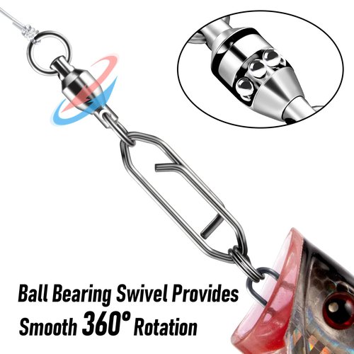 Alwonder 30-Pack Fishing Speed Clips Quick Change Snap Swivels, Ball Bearing Swivel Power Clips Fishing Snap Swivels Freshwater Saltwater Crankbait Popper Lures Quick Snaps Connector Tackle (0+S 33LB)