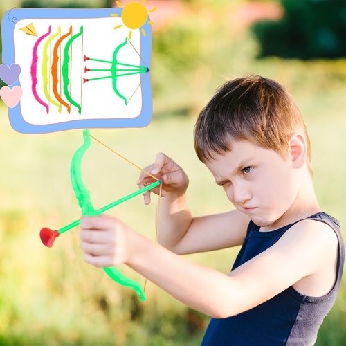 Restroma 40 Pack Kids Bow and Arrow Set Plastic Archery Shooter Toy Mini Play Bow and Arrow for Child Boys Girls Fun Sport Game Birthday Gifts, 4 Random Colors