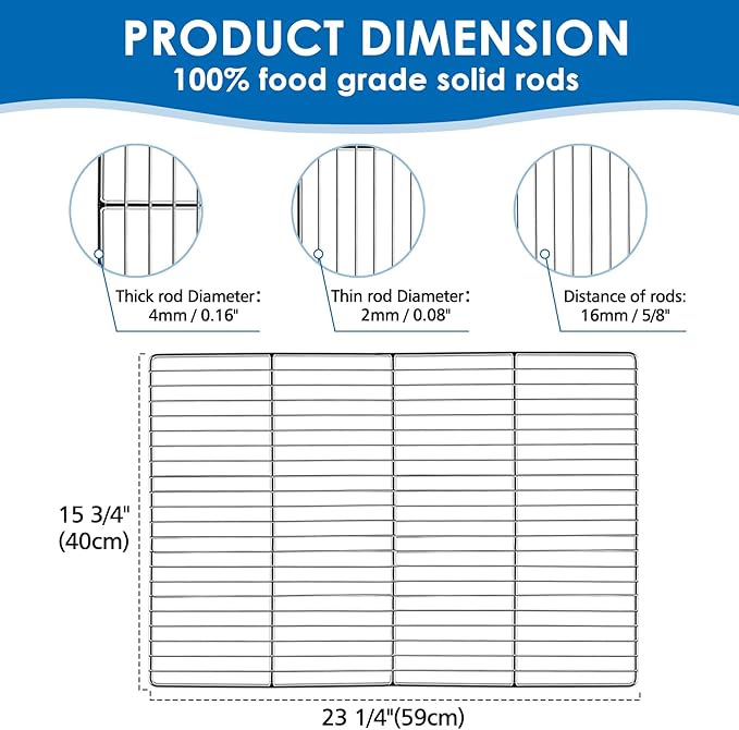 KEESHA BBQ Grill Mesh Metal Stainless Steel Barbecue Grill Grates Replacement - Barbecue Grilling Grid Wire Mesh, Multifunction Cooking Net for Outdoor Grill 2 Pack (23 1/4''*15 3/4'')