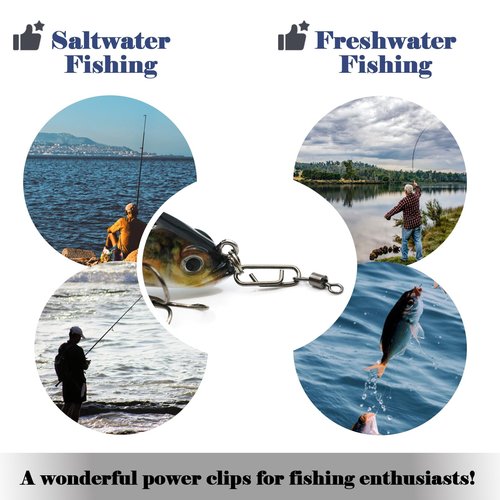 FishTrip Fishing Swivel Clips Power Clip,50pcs Rolling Swivels with Speed Clip Snaps,Quick Change Connector Saltwater Freshwater for Rigs Lures 5#