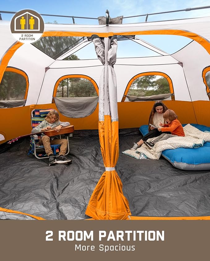 FanttikOutdoor Camping Tent 4/6/8/10 Person Instant Cabin Tent Setup in 60 Seconds with Rainfly & Windproof Portable with Carry Bag for Family Camping & Hiking