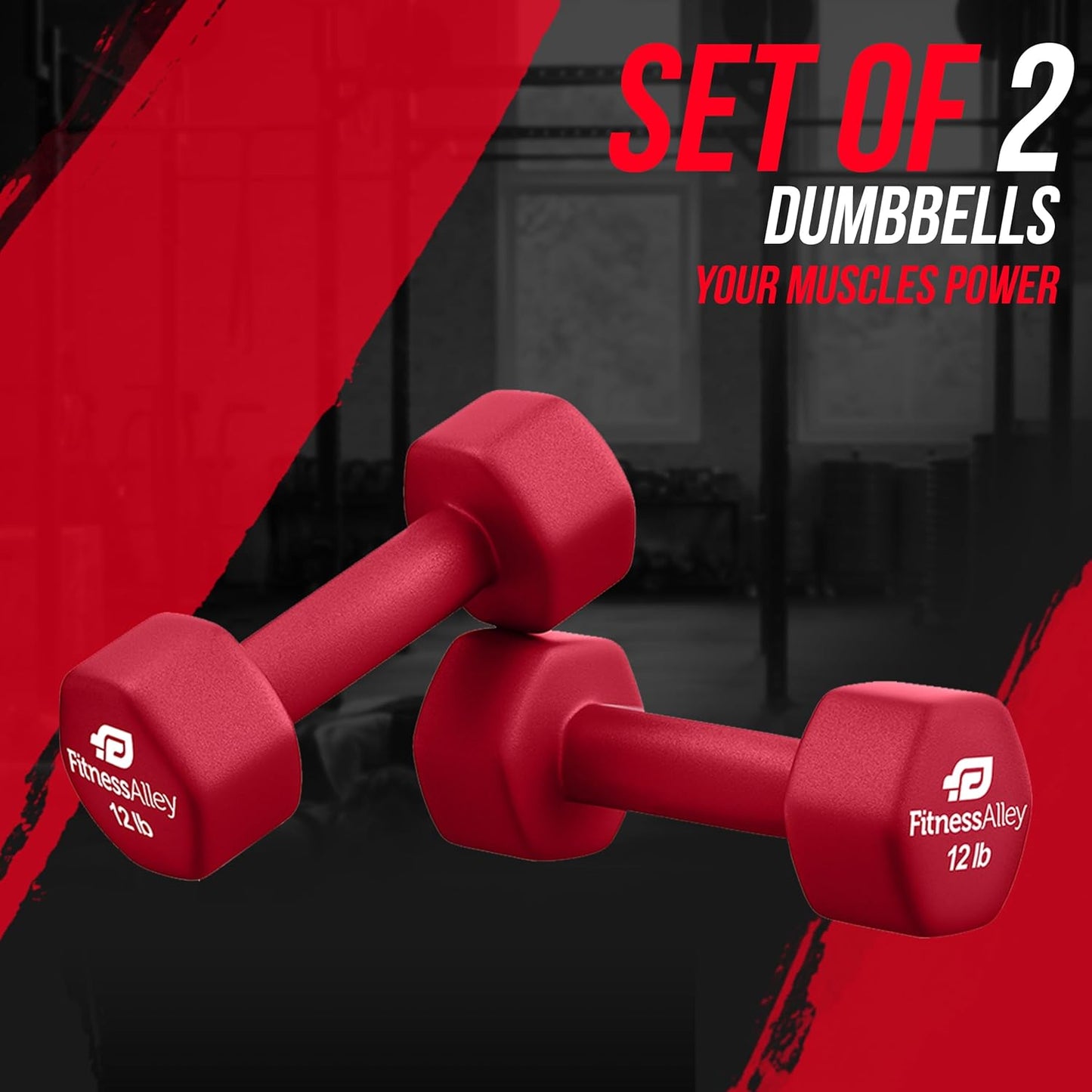 Neoprene Coated Workout Dumbbells set of 2 – Anti Roll, Non Slip with Smooth Grip Fitness & Exercise Dumbbells – Hexagon Shaped Hand Weights for Women & Men – Best Choice for Gyms & home use