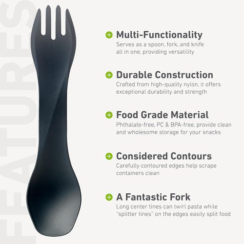 humangear GoBites Uno | Travel & Camping Utensils | Portable & Convertible Dining Ware | Multi-Functional Spork, Orange
