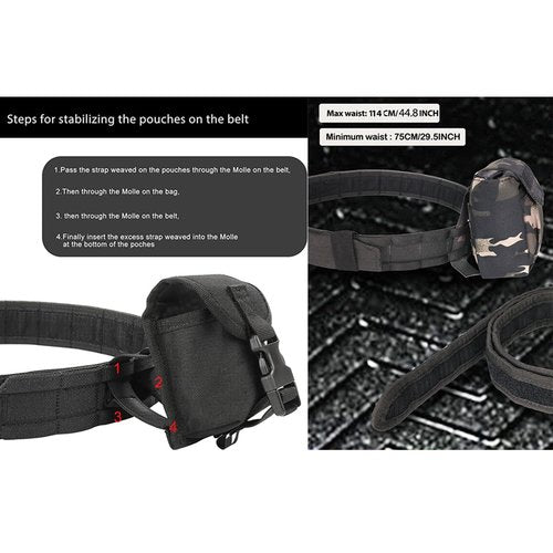 PIKEON Quick Release Gear System - 1.75" Tactical Outdoor Battle Belt with Inner Belt for Airsoft Training & Heavy Duty Use (Black)