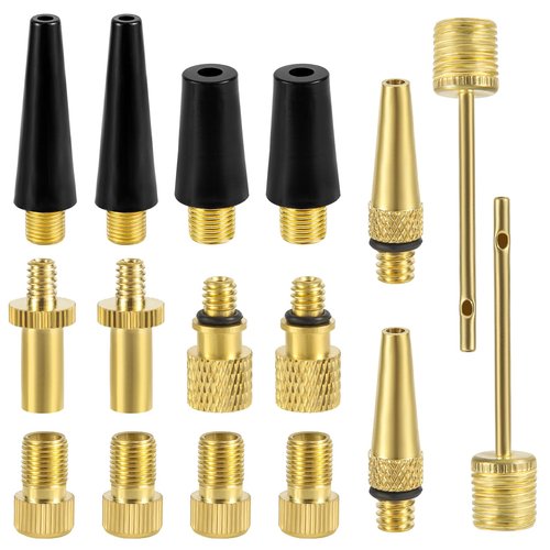 NQEUEPN 16pcs Bike Valve Adapter, Brass Bike Tire Valve Adapter Air Pump Needles Accessories Tool for Bicycle Gym Balloon Swimming Ring Basketball